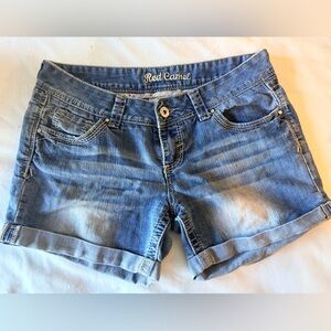 Red Camel Denim Jean Shorts Size 11 Juniors Light Wash Distressed Cuffed Y2K